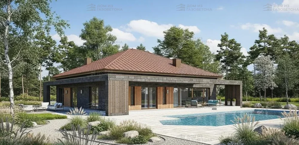 Проект Одноэтажный дом 15 на 18, 201 м2